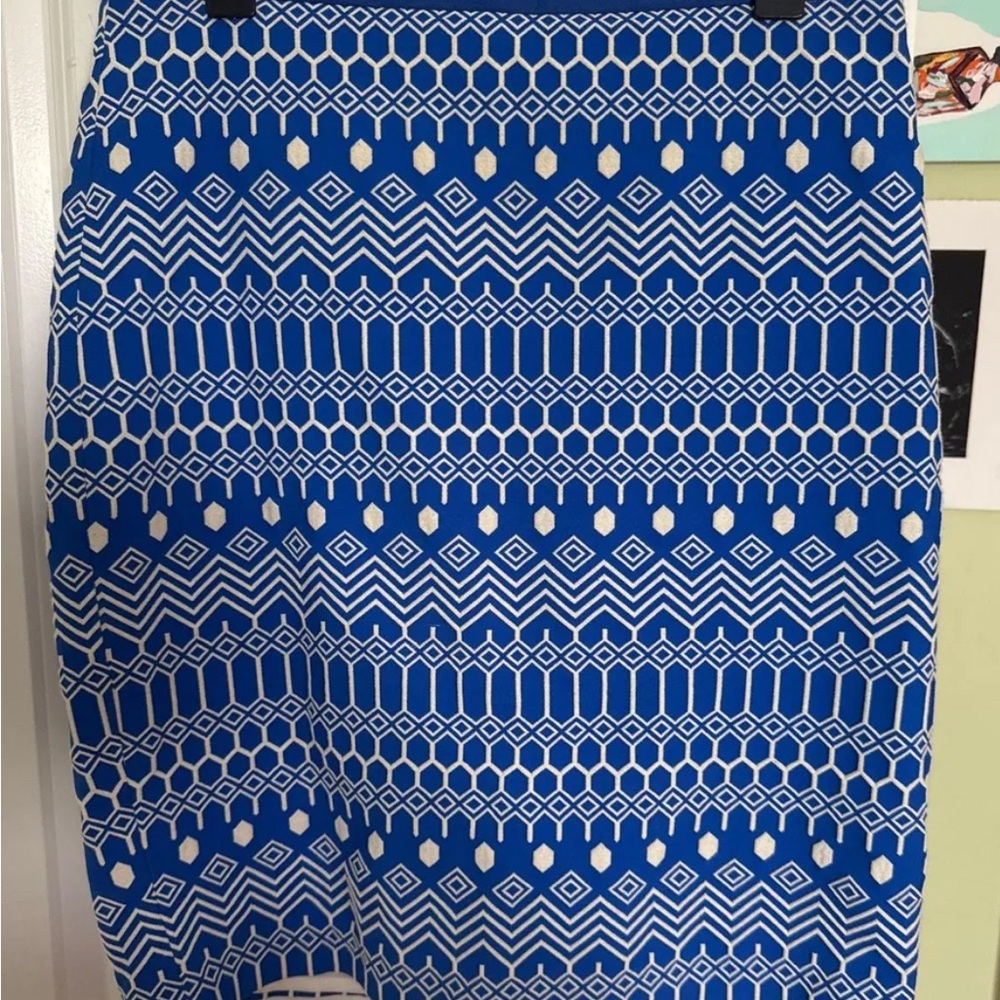 Boden Blue Geometric Patterned Skirt